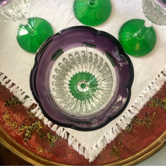 [Anthropologie Glass] “Saintpaulia” Blown Glass Tulip Wine Glasses - Set of 4 - Picture 7 of 14